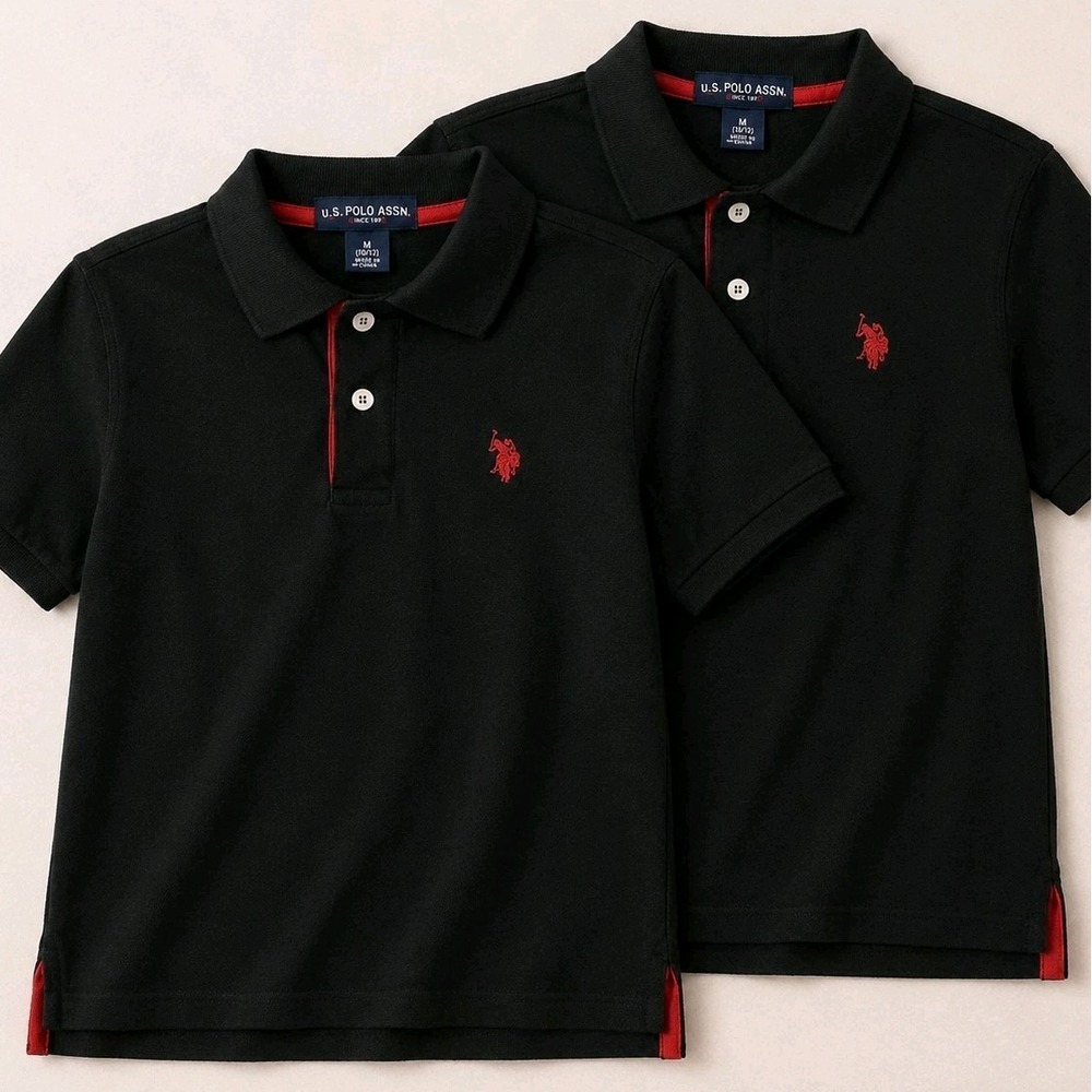 Boys U.S. Polo Assn Polo Shirts XL 14-16 Black Lot of 2